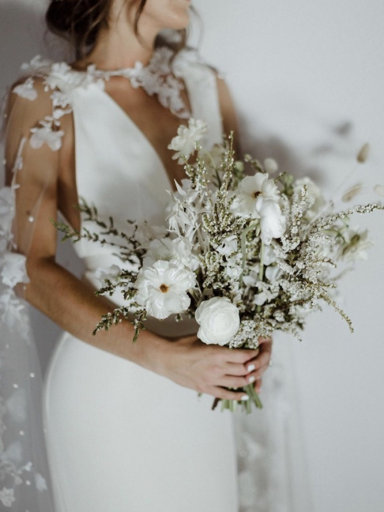 Bridal Capes To Elevate Your Wedding Dress Bride Alex Wears Draped In Flowers Cape 7