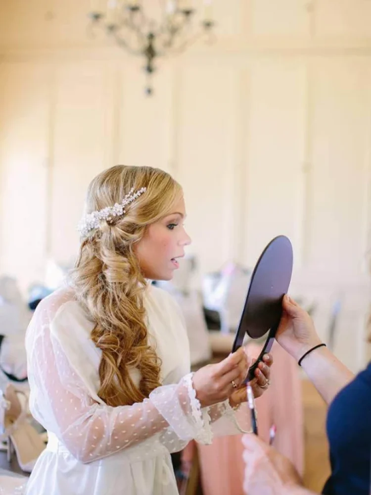 Bride Abigail Wearing Custom Sonnet Headpiece 5 640x960