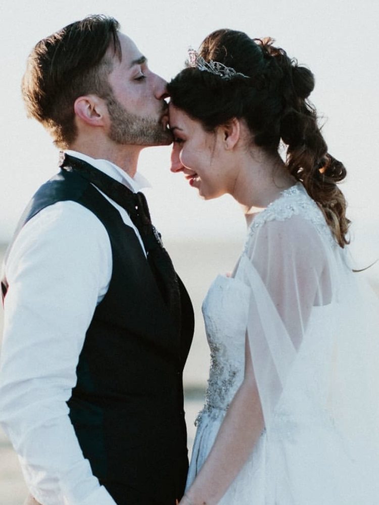 Bride Anna Wears Bespoke Dandelion Wedding Crown 2