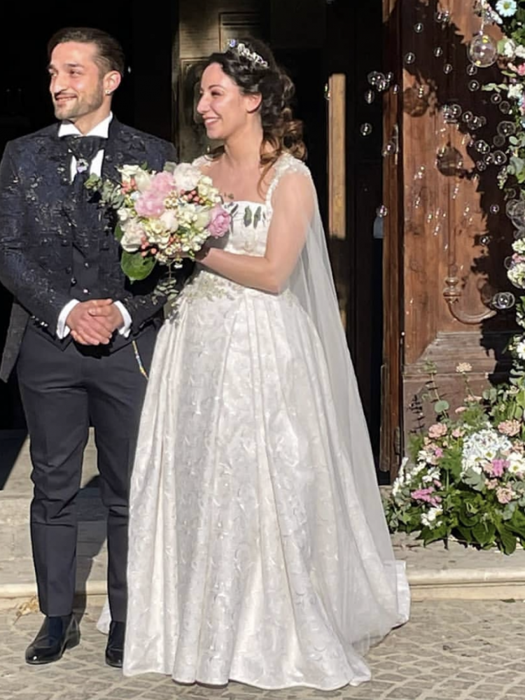 Bride Anna Wears Bespoke Dandelion Wedding Crown 5