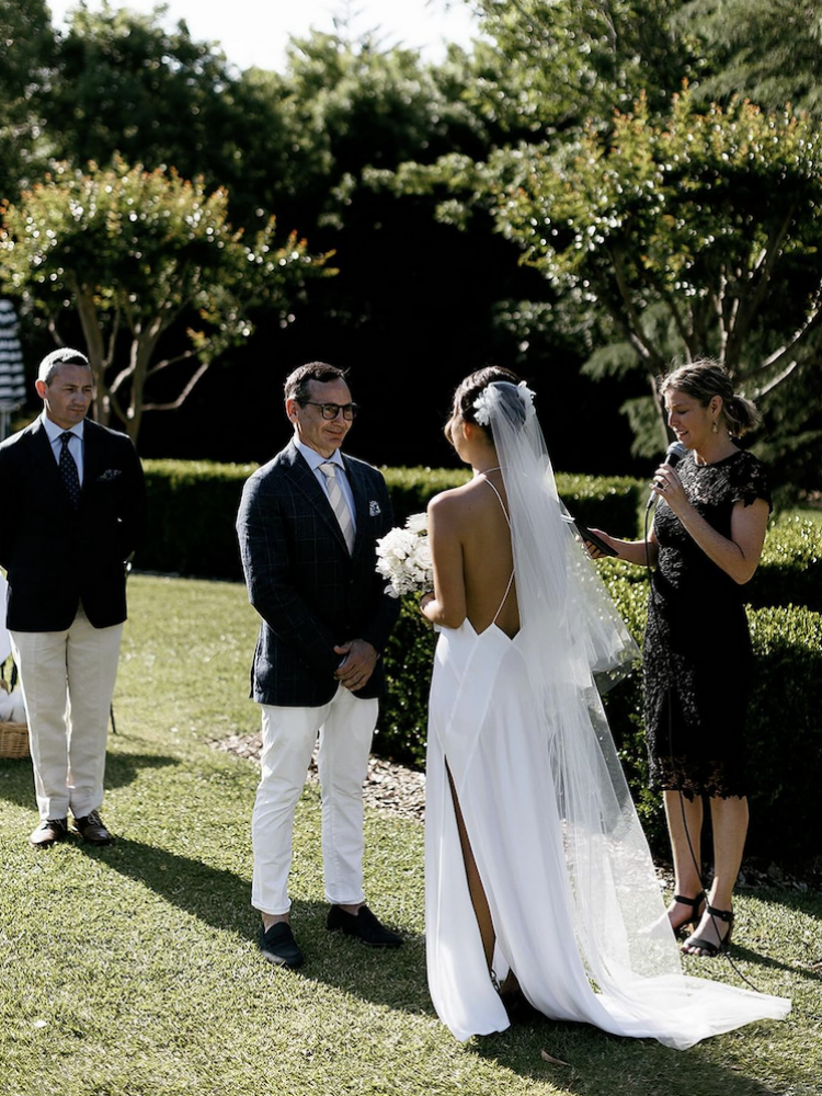 Bride Emma Wears Rosa Hair Pins + Mira Veil 1