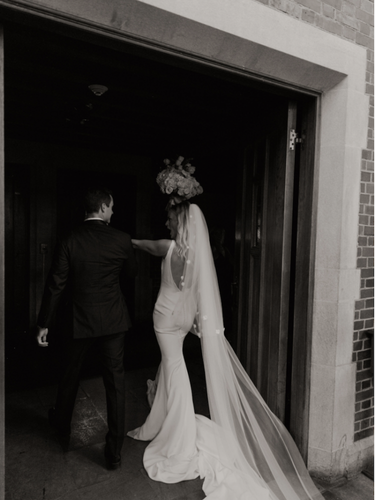 Bride Sam Wears Two Tier Wedding Veil With Florals On Blusher 4