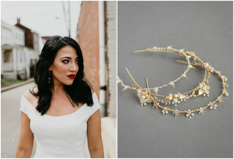 Bride Talia Wearing Gold Henri Crown