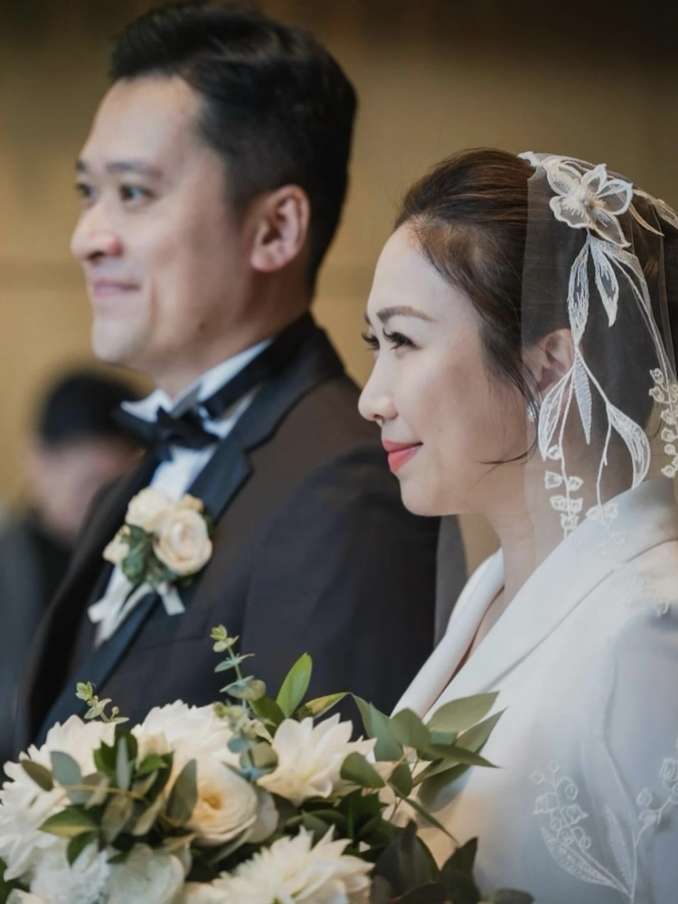 Bride Teresa Wears May Lily Veil With Custom Beading 2