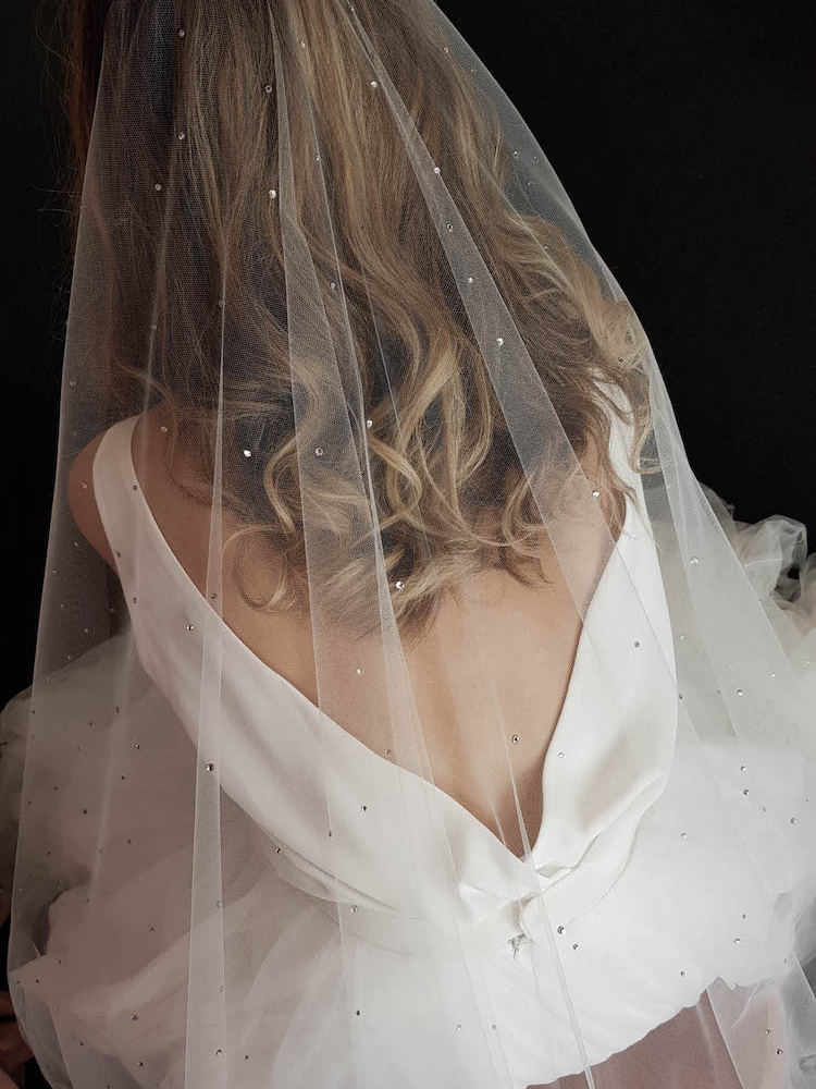 Dewberry Crystal Chapel Wedding Veil 1