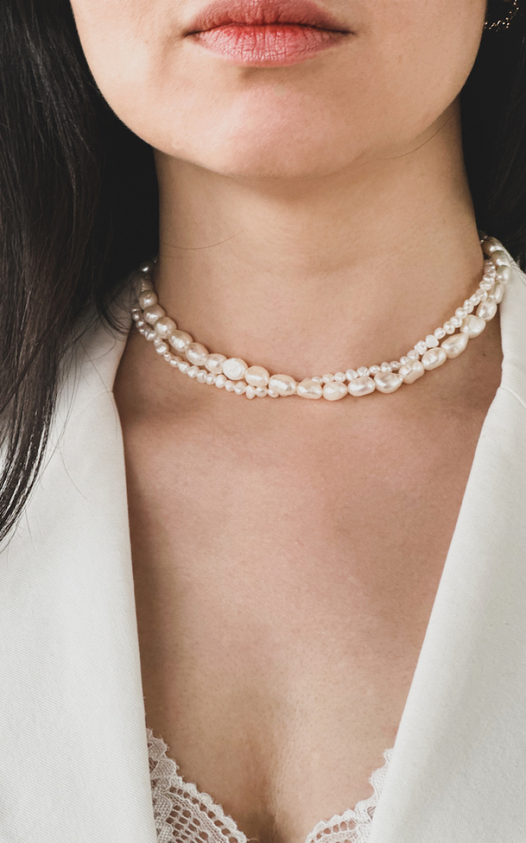 Esme Double Pearl Bridal Necklace 1