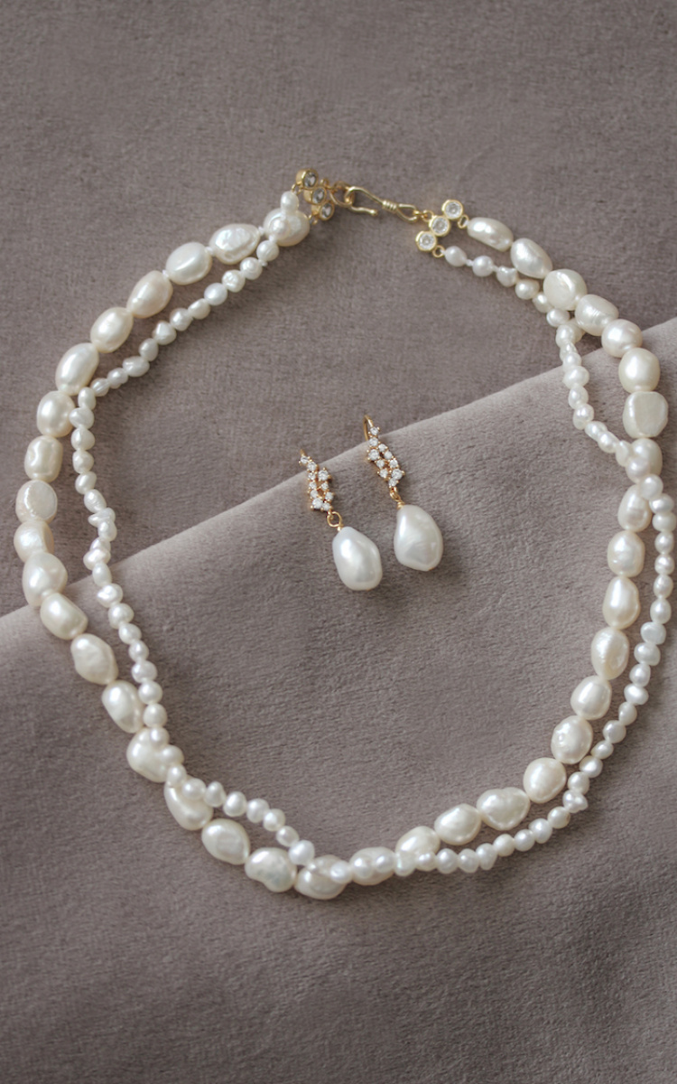 Esme Double Pearl Bridal Necklace 9