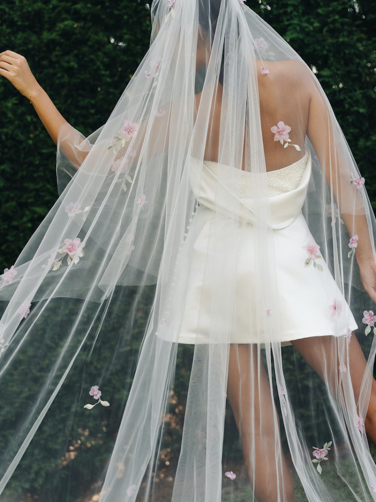 Gardenia pink cathedral veil 1