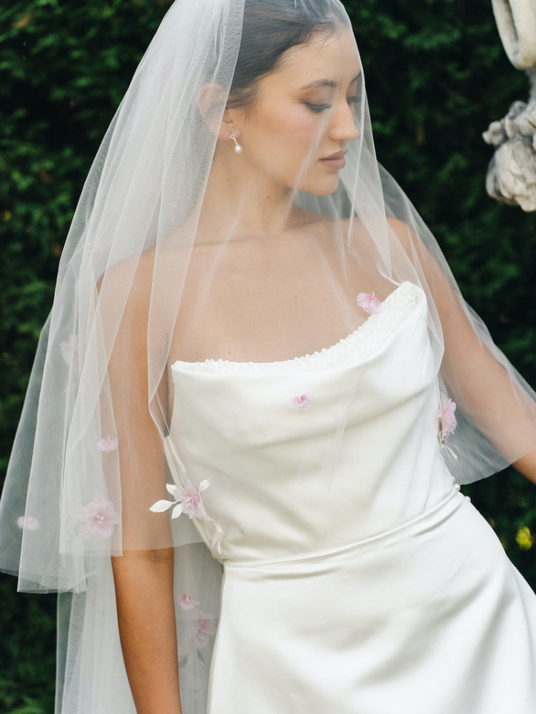 Gardenia pink cathedral veil 4