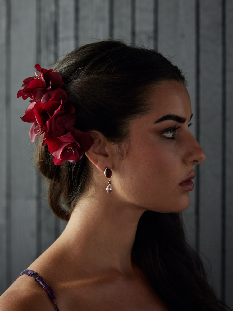 Garnet Floral Hair Clip 6