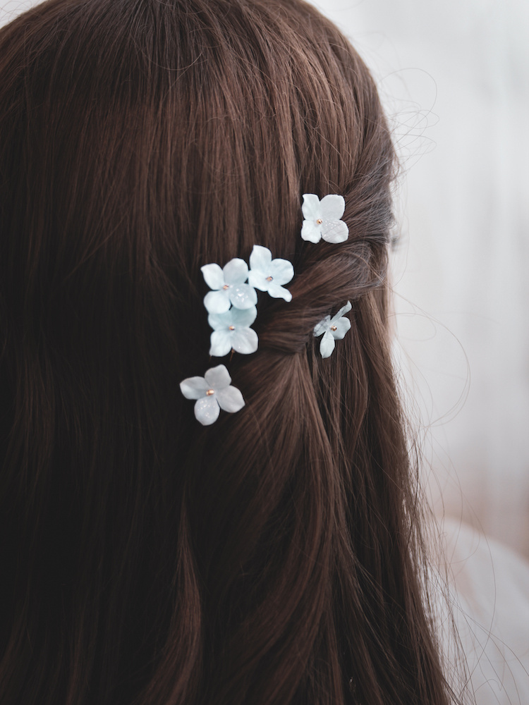 Hydrangea Pale Blue Floral Hair Pins 6.jpg