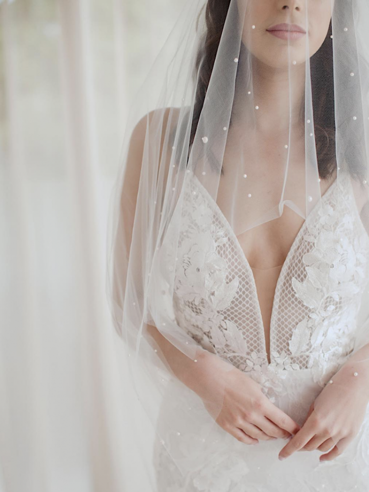 Lumiere Wedding Veil With Pearls Tania Maras