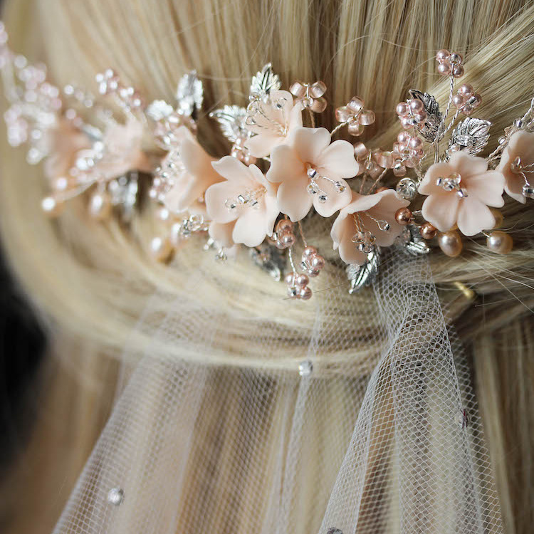 On The Eve | A Bespoke Blush Bridal Headpiece For Clara 9