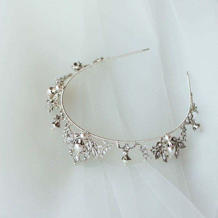 Regal Romance Silver Wedding Tiara With Pearls 10