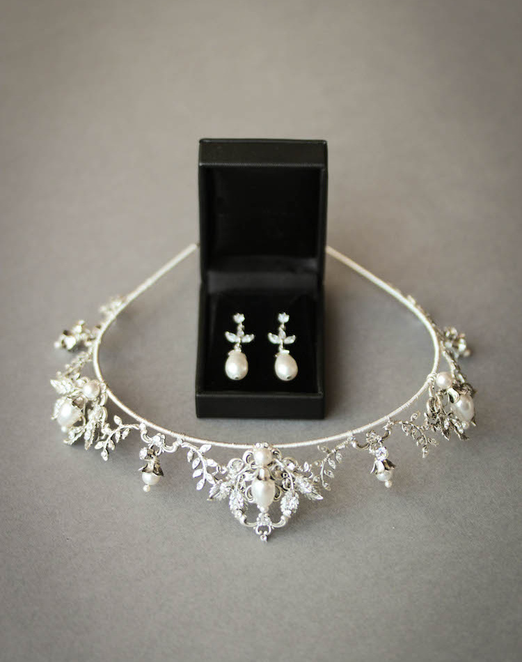 Regal Romance Silver Wedding Tiara With Pearls 5