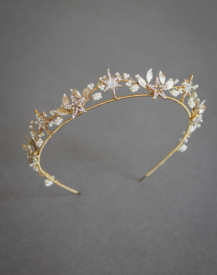Starry Night Gold Wedding Crown With Stars 5